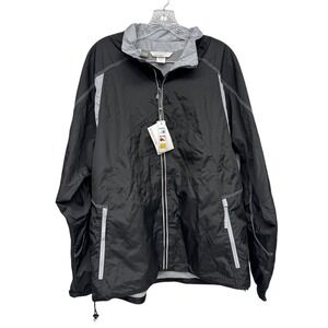 North End Mens Large Black Gray Full Zip Lightweight‎ Windbreaker Jacket NWT